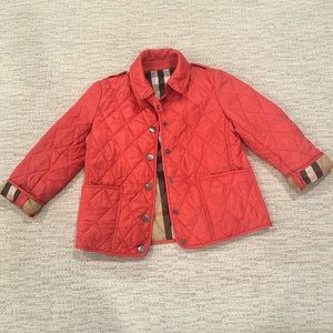 Girls Burberry Raspberry pink quilted jacket